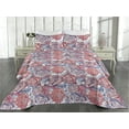 thumbnail image 2 of Ambesonne Floral Quilted Bedspread Set 3 Pcs, Simplistic Retro Roses Art, Queen, Dark Coral Lavender Blue, 2 of 4