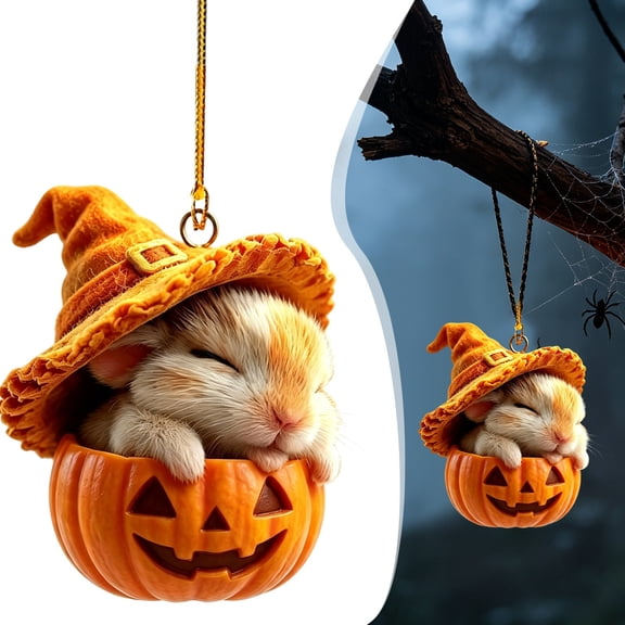 Hyrbek Halloween Acrylic Hanging Ornament, Animal Pumpkin Decor, Cute Pumpkin Animal Ornament, Fall Autumn Hanging Decoration for Home Window Tree Party, Mini Halloween Decor, #01