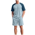 thumbnail image 3 of Sentmoon Two Piece Sets for Men Undershirt for Men and Short Athletic Set Short Sleeve Color Block Tee and Pocket Shorts Drawstring Elastic Waist Breathable Casual Gym Running Travel Wear, 3 of 9