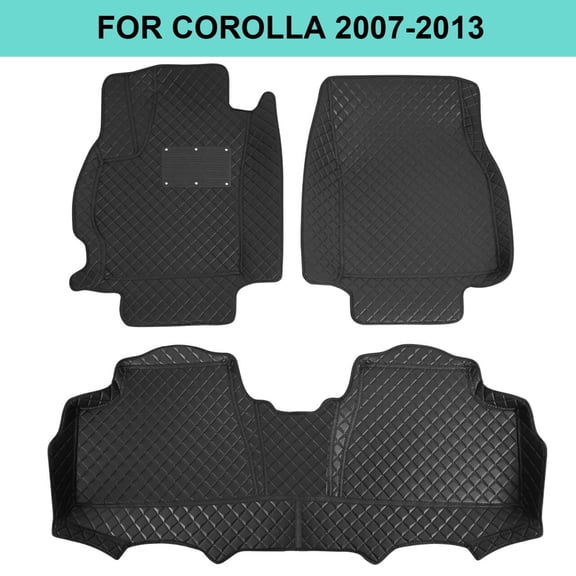 Car Floor Mats for Toyota Corolla 2007-2013 (Not for Hybrid), 5-Layer PU Leather Custom Fit Floor Liner Front & 2nd Row Full Coverage All-Weather Protection Black