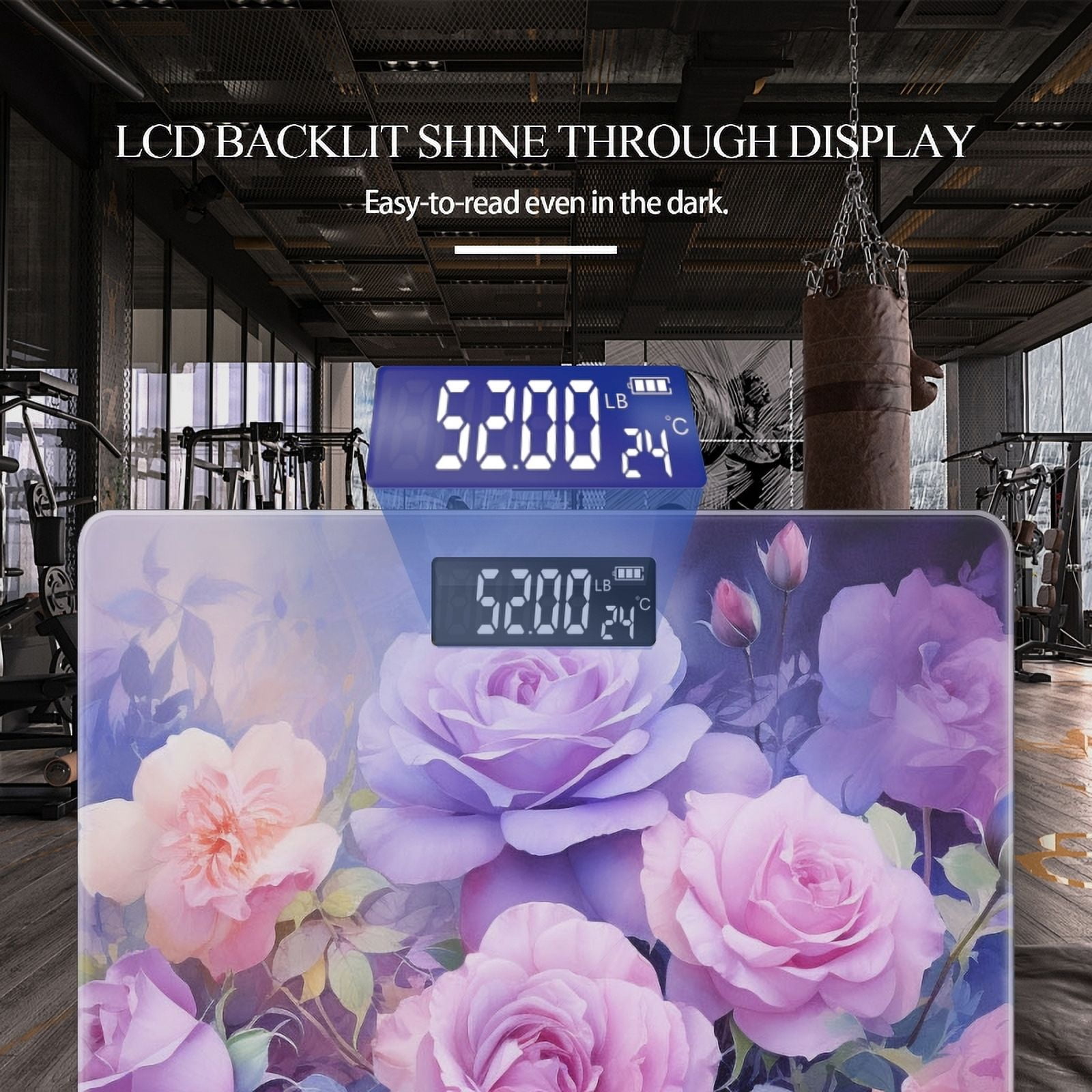 High Precision Body Weight Scale Smart Bathroom Scales with Large LCD Display(400lbs),Decorative for Bedroom-Oil Painting Of Arrangement Of Pink And Purple Roses