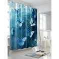 thumbnail image 3 of Coastal Shower Curtain, Vintage Butterfly Ocean Bathroom Decor Curtains Set with Hooks, Blue Waterproof Fabric Home Accessories， 66 X 72 Inch Long, 3 of 6