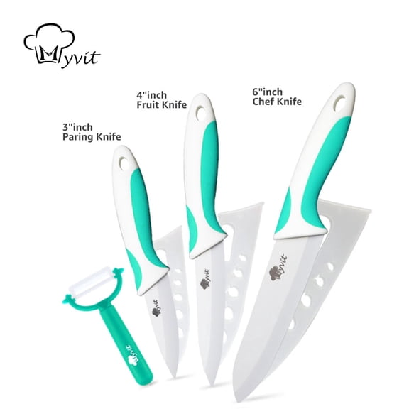 Ceramic Knives Set Multifunctional Kitchen Knife 3" 4" 5" Paring Knife Slicing Slicer Knives with Ceramic Peeler and Multicolor Soft-Grip Handle