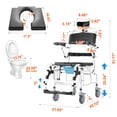 thumbnail image 2 of VEVOR Shower Wheelchair, 17.5in Width Aluminum Alloy Bathroom Wheelchair for Inside Shower, Adjustable Rolling Shower Chair w/ Brake for Disabled Adult, 300 lbs Capacity Shower Transport Chair, 2 of 8