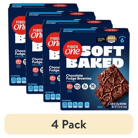 Fiber One Soft Baked Chocolate Fudge Brownies, Fiber Snacks, 6 Ct, 5.34 oz