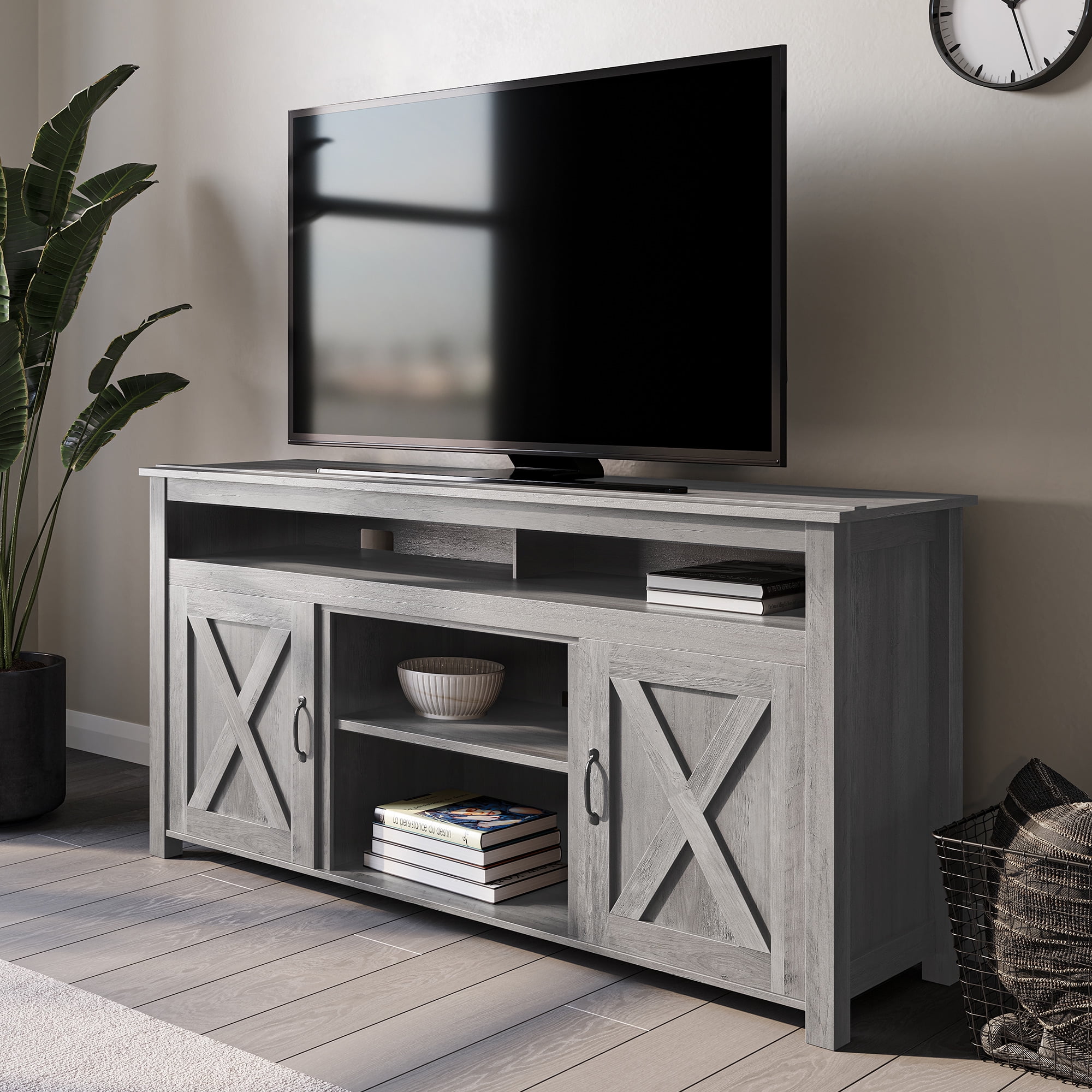 Buy BELLEZE TV Stand Media Entertainment Center Console Corin Gray
