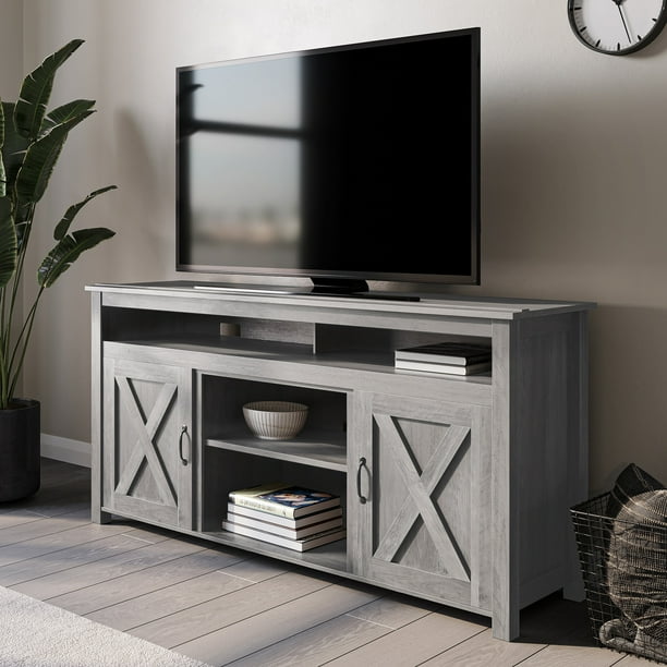 BELLEZE TV Stand Media Entertainment Center Console Corin (Gray Wash