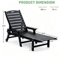 thumbnail image 2 of Aukfa HDPE Outdoor Patio Chaise Lounge Chair w/ Cup Holder&Wheels, 360 LBS Capacity, Black, 2 of 9