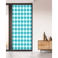 thumbnail image 2 of Window Privacy Film Turquoise Checkered Stained Glass Window Film Decorative Sun Block Window Cover Farmhouse Buffalo Plaid Window Clings Static Adhesive Sticker for Bathroom 35.4"x78.7", 2 of 7