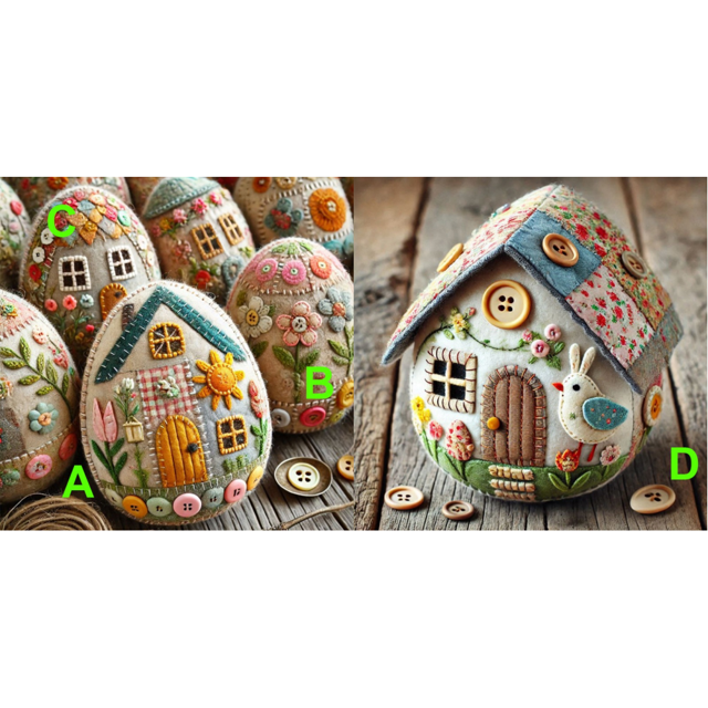 Casa de huevo de fieltro kit de bricolaje de diy huevos de Pascua Paquete de material de Pascua (a)