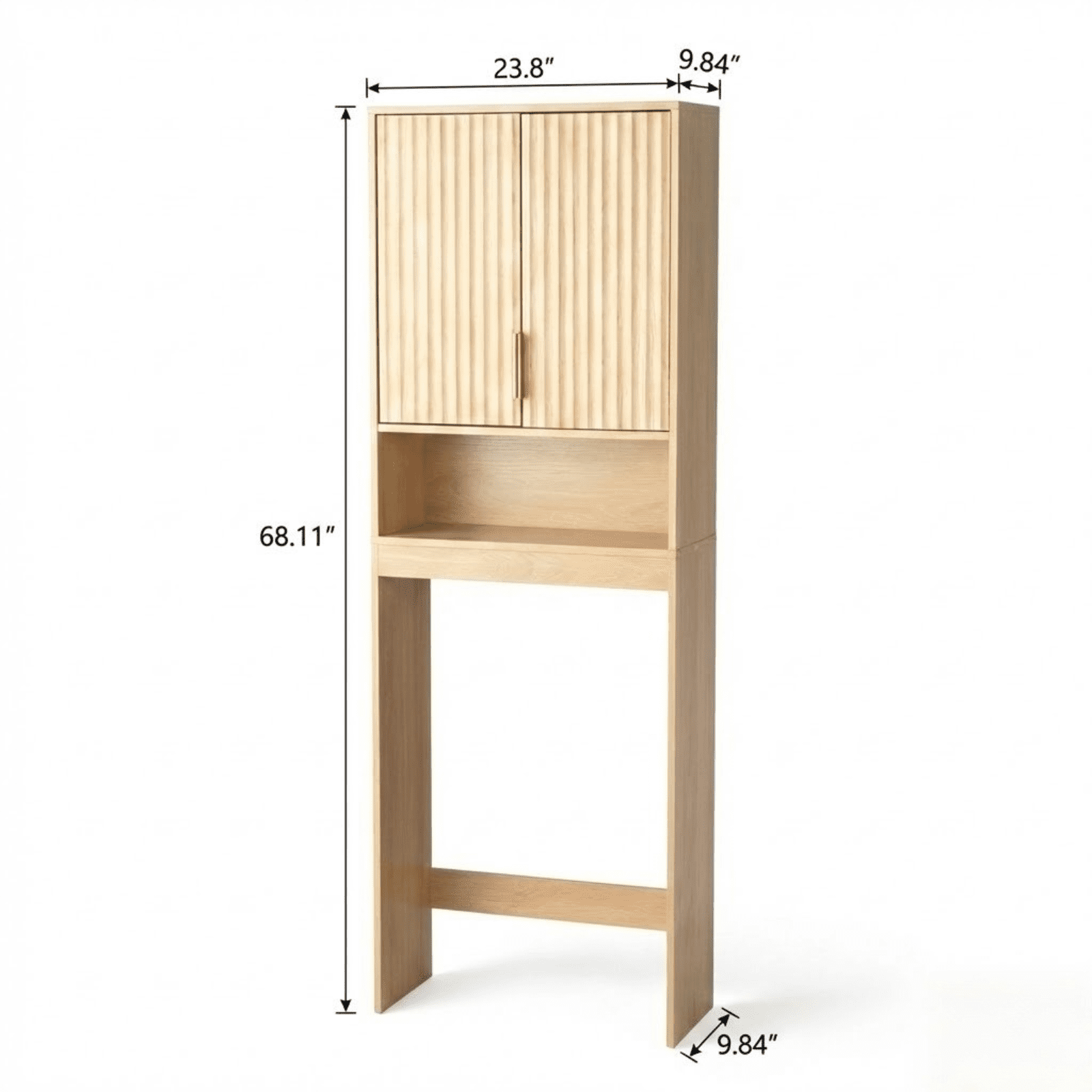 Ktaxon Fluted Over the Toilet Bathroom Storage Cabinet  with 2 Doors & 3 Storage Shelves Space Saver, Oak