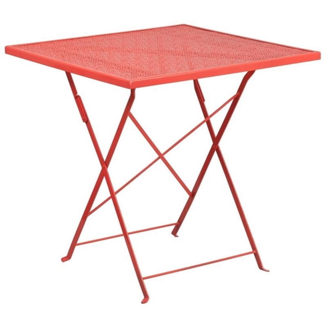Scranton & Co Table à Manger de Patio Pliant Carré de 28 Pouces en Corail