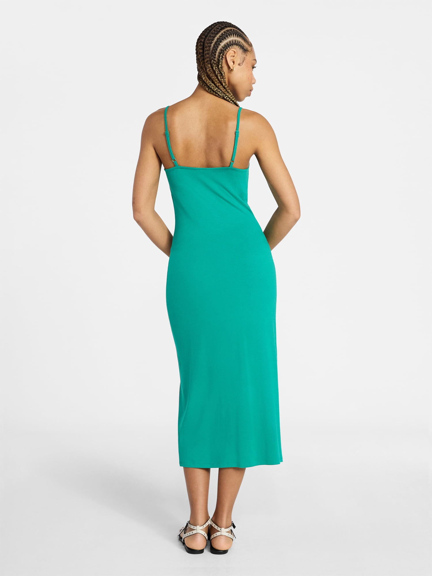 No Boundaries Sleeveless Square Neck Midi Dress, Women's & Women's Plus Sizes XXS-4X