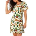 thumbnail image 2 of Sikiie Lemon Fruits Vegetables Print Women's Short-sleeved Nightdress, Round Neck Pullover Nightdress Pajamas Summer Home Wear, 2 of 6