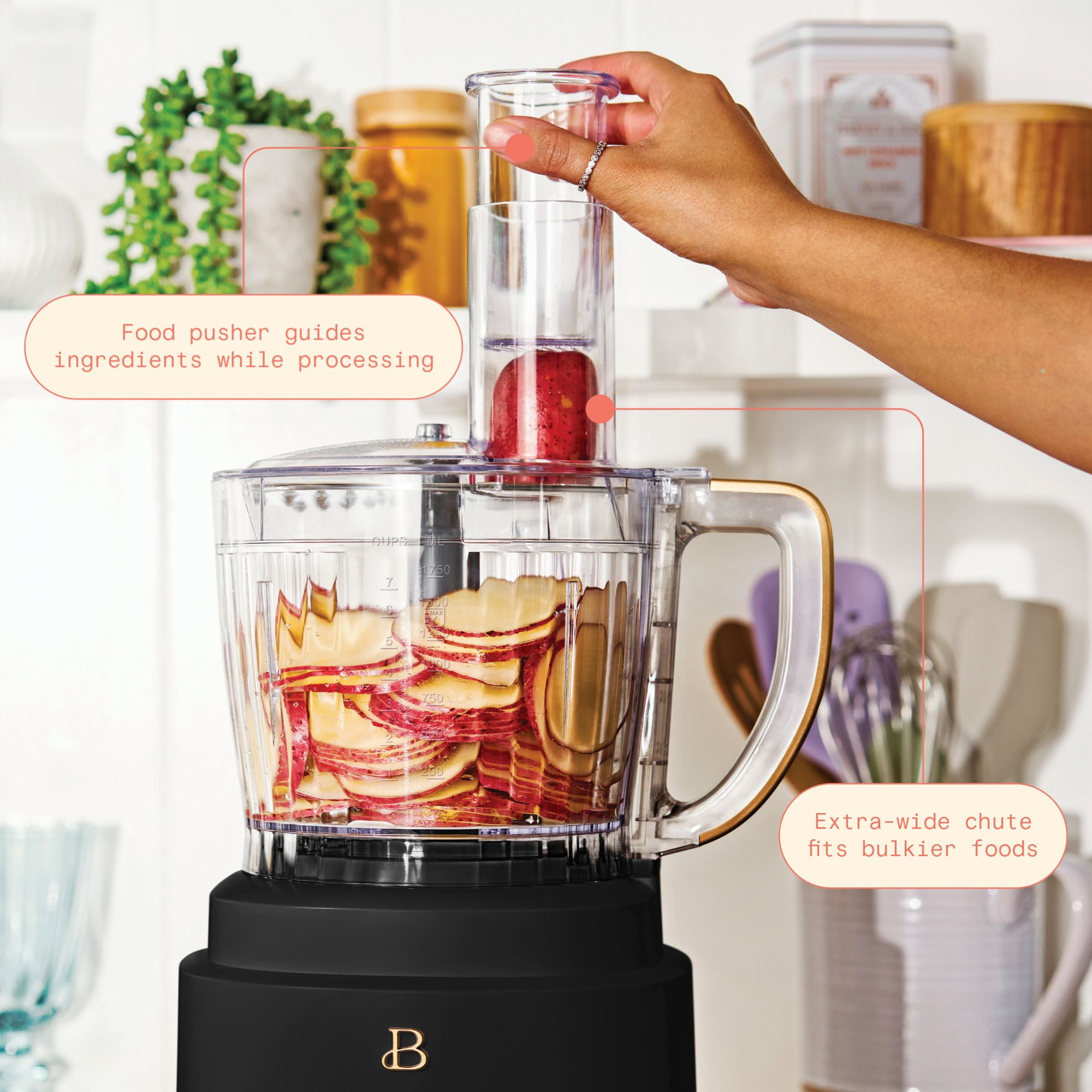 Beautiful 10-Cup Food Processor with Accessories, Black Sesame by Drew Barrymore