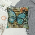 thumbnail image 2 of Nawypu Blue Butterfly Theme Throw Pillow Covers Wood Grain Cushion Pillow Case Outdoor Sofa Pillows Covers for Couch Living Room Bed Patio Furniture Indoors Home Decor, 2 of 5