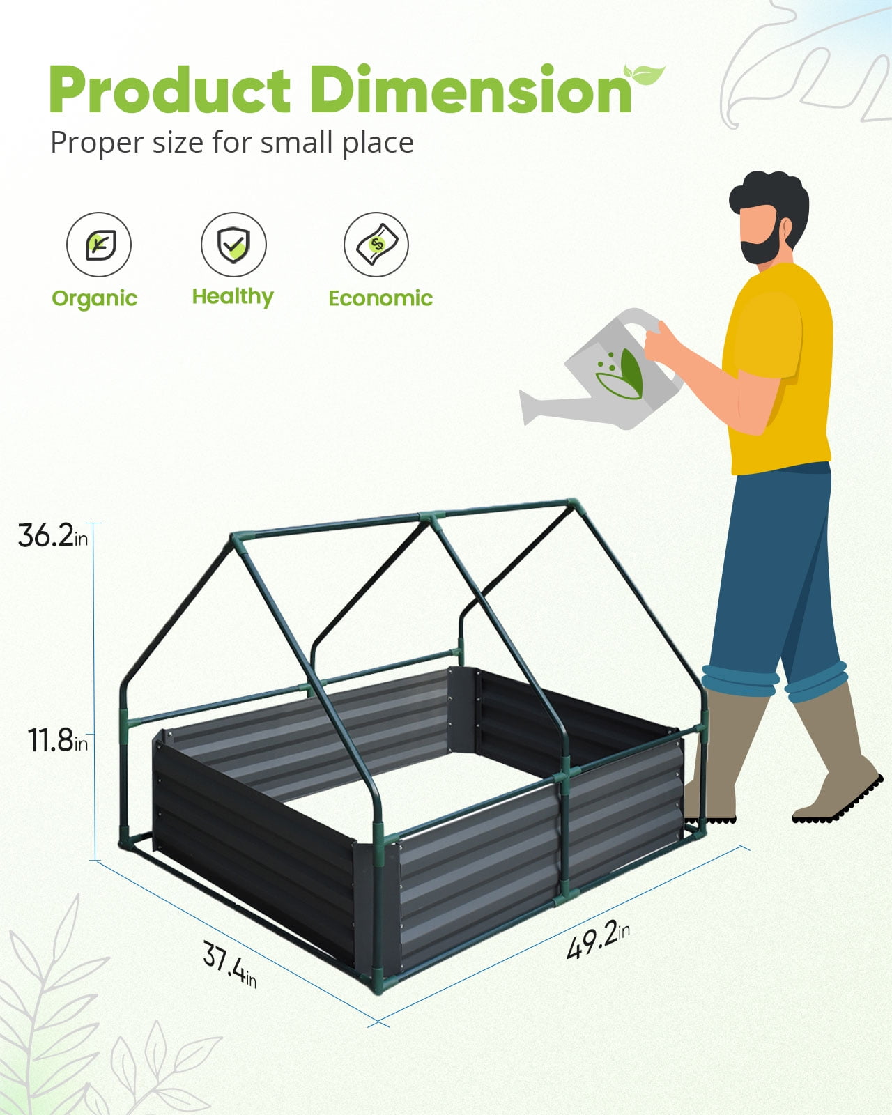 Quictent 4x3x1 ft Raised Garden Bed Extra-Thick Galvanized Steel Garden Bed Planter Kit Box with Greenhouse