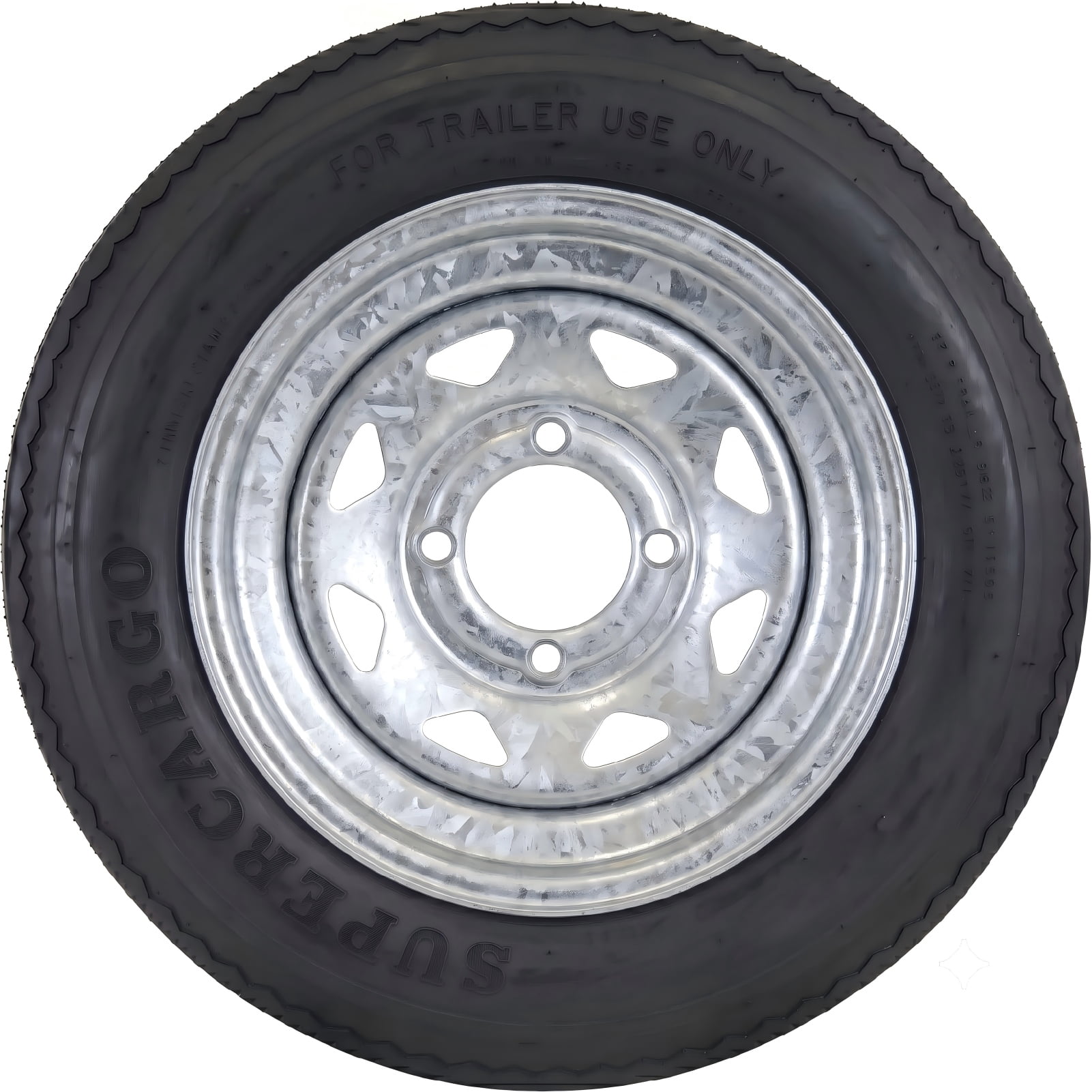 SUPER CARGO 2 Set SU02 4.80-12 6PR Boat Trailer Tire and 4-Lug Galvanized 8 Spoke Wheel Assembly