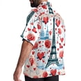 thumbnail image 3 of Eiffel Tower Valentine's Day Men's Hawaiian Button Down Short Sleeve Casual Printed Summer Beach Unisex Shirt, 3 of 6