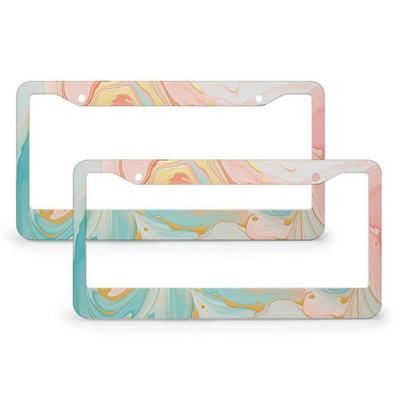 License Plate Cover Multicolored Pink Blue Swirl License Plate Frames Cover Holders 2 Pieces Ink Liquid Metal License Plate Frames for Us Standard Vehicles 12.2 X 6.3 inch