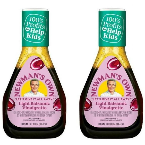 Newman's Own Salad Dressing, Light Balsamic Vinaigrette, 16oz bottle, Pack of 2