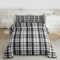 thumbnail image 2 of Homewish Vintage Buffalo Plaid Bedding Comforter Set, White Black Stripes Abstract Twin Comforter Sets, Teens Kids Adult Reversible Bedding Set, Ultra Soft Bedroom Decor, 2 Pieces, 2 of 8