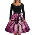thumbnail image 5 of WTOBBY Women's Fashionable Retro Long-Sleeved Square-Neck Halloween Printed Evening Dress - Elegant and Glamorous Gown for Formal Events,Purple 4XL, 5 of 5