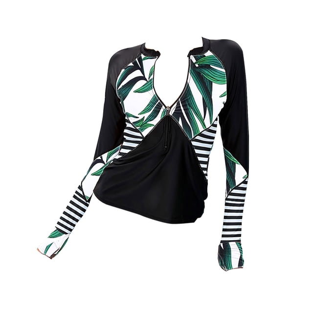Gibobby Traje de Baño Sexy Bikini Top de surf en la playa para mujer, manga larga, cremallera, secado rápido, con almohadilla en el pecho, traje de baño (Blanco,XL)