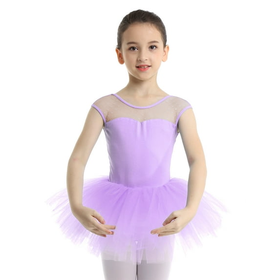 Alvivi Kids Girls Ballet Tutu Dress Dance Leotard Outfit Ballerina Princess Skirted Dancewear Performance Costume Light Purple 10