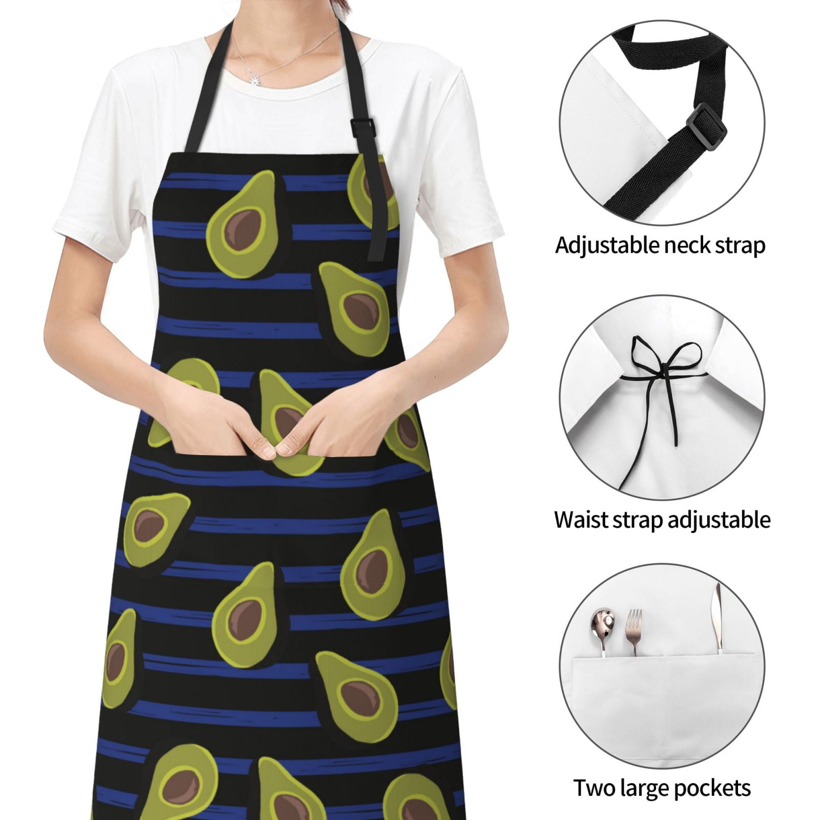 Kdxio Avocado Apron with Pockets Adjustable Kitchen Aprons for Men Women Waterproof Aprons for Cooking,Drawing,Crafting, Baking Household Cleaning