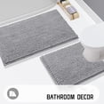thumbnail image 2 of Bathroom Chenille Bath Rug 24"x16", Thick Soft Absorbent Chenille Bath Rugs with Non-Slip Rubber Backing Quick Dry Mats, Machine Washable Rugs for Bathroom, Shower, and Tub,Gray, 2 of 9