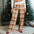 thumbnail image 6 of Women Winter Soild Color Pants Full Length Long Trousers Sports Pants with Plaid Print and Drawstring for Comfortable and Chic Look,Ginger,M, 6 of 8