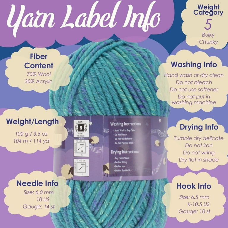 JubileeYarn Chunky Melody Yarn - Bulky Wool Blend - 100g/Skein - Jump Rope - 2 Skeins