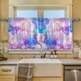 thumbnail image 2 of Yayeee Kitchen Curtains Tier Set of 2 Light Filtering 57"x36" Over Sink Window Panels, Pastel Pink Marble Pattern, 2 of 7