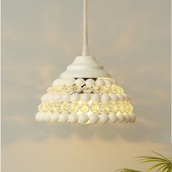 White Crystal Hanging Semi-Globe Light, Ceiling Light, Nordic E26 Pendant