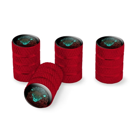Lion in the Dark Tire Rim Wheel Aluminum Valve Stem Caps - Red