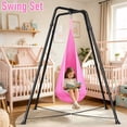 thumbnail image 6 of SEMOPRUS Sensory Swing Chair with Stand, X-Shaped Swing Frame with Set for Kids & Adults Indoor Outdoor, 330LBS Weight Capacity, Pink, 6 of 8