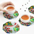 Japuie Mario Print Leather Coasters for Drinks, 4