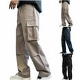 thumbnail image 1 of Man Fashion Leisure Solid Color Zipper Pocket Work Straight Tube Clothes Trousers, 1 of 4