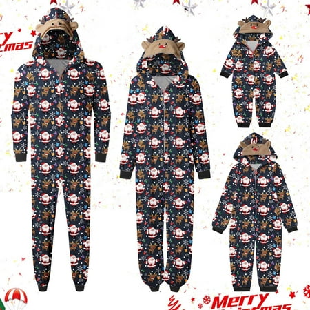 

Dezsed Matching Pajamas Set for Family Onesie Christmas Sleepwear Holiday Nightwear Printed Home Wear Hoodid Pajamas Kids Jumpsuit Navy 5Y
