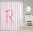 thumbnail image 2 of Manfei Pink Line Geometric Pattern Shower Curtain 72Wx72L,Personalized Monogrammed R Bathroom Curtain, 2 of 5