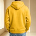 thumbnail image 5 of Men's Solid Color Pullover Hoodie, Drawstring Long Sleeve Loose Fit Casual Daily Fall Sweatshirt with Front Pocket Yellow 2XL, 5 of 5