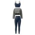 thumbnail image 4 of Xdegoge 3 Piece Sets for Women Long Sleeve Off Shoulder Top ,Sports Bra and High Waisted Tummy Control Leggings Outfits Athletic Yoga Gym Tracksuits, 4 of 7