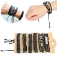 thumbnail image 4 of Pulseras Tejidas A Mano ANGGREK Ajustables Multicapa 12 Piezas Cuero Dividido Vintage, 4 of 8
