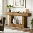 thumbnail image 2 of Table Console à 2 Niveaux, Table d'Entrée Style Ferme 63 Pouces avec Base en U, Table de Sofa en Bois derrière le Canapé, 2 of 5