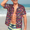 thumbnail image 5 of KLL Men's Hawaiian Shirt Short Sleeve Button Down Beach Shirts-Apricot color Skull flower, 5 of 5