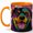 Orange, variant on Stained Glass Rottweiler Coffee Mug, Colorful Dog Mug, Ceramic 11 oz