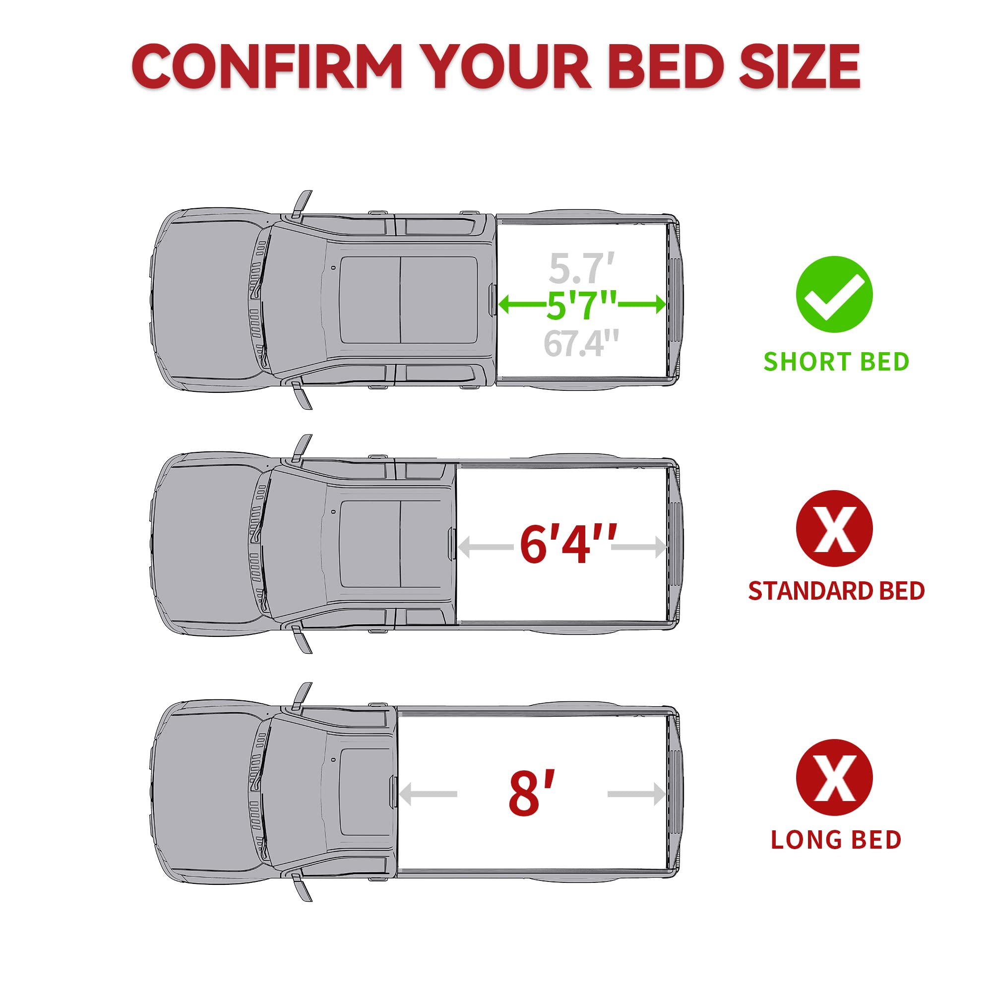 RVNI 8 ft 96.3" Bed Tonneau Cover Soft Quad-Fold for 2002-2023 Dodge Ram 1500 2500 3500
