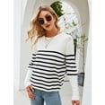thumbnail image 4 of Chandails pour Femmes Décontractés à Manches Longues Col Rond Rayé Pull d'Hiver en Tricot, 4 of 7