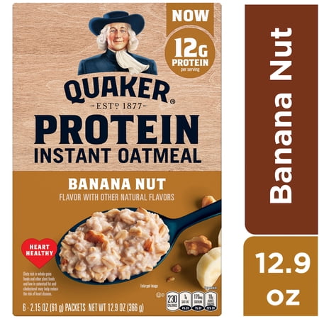 2.15 oz Packets, Quaker Select Starts Protein Instant Oatmeal, Banana Nut, 2.15 oz Packets
